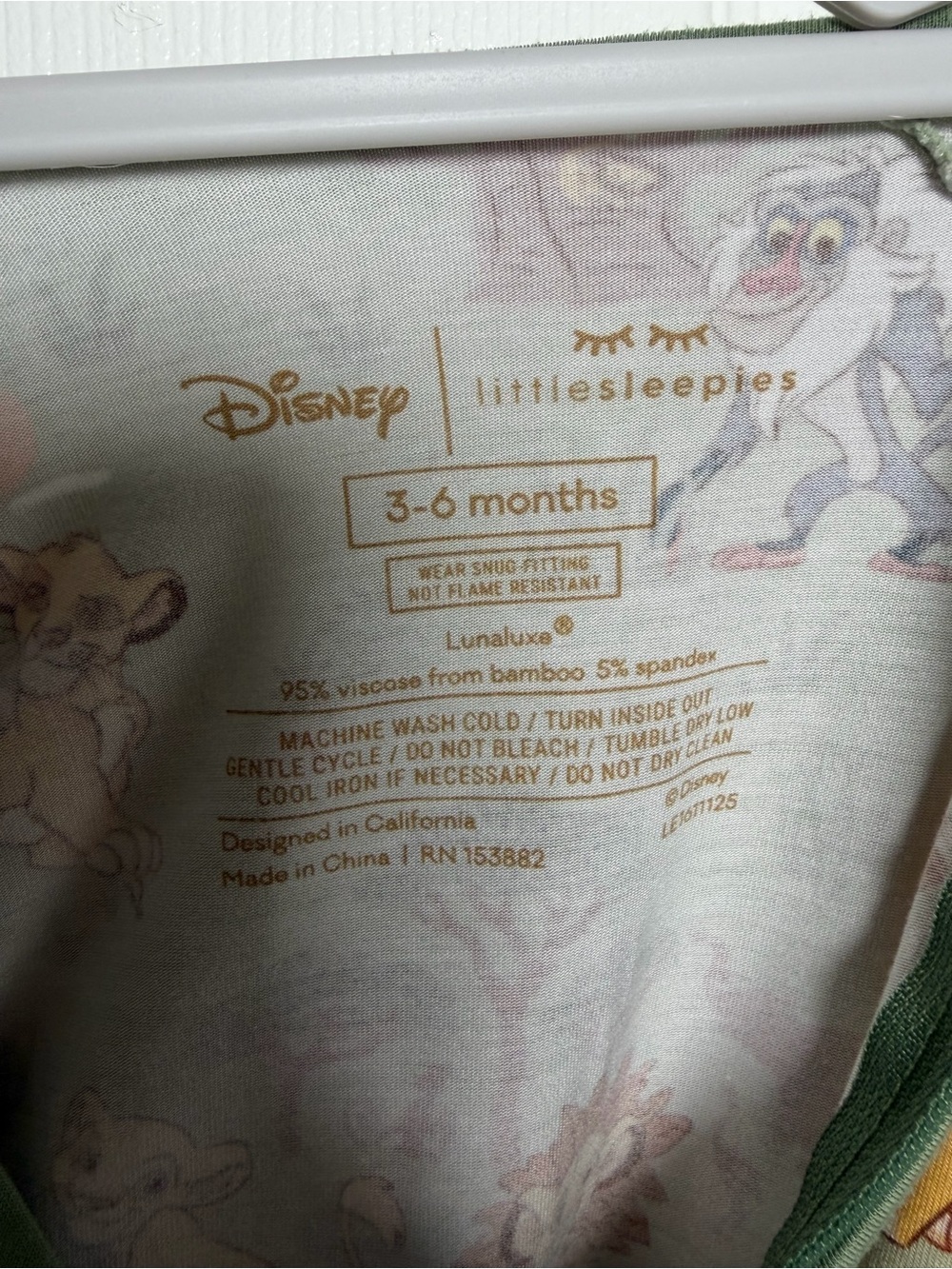 Little Sleepies Disney Lion King Simba Safari Convertible Zippy 3-6M Bamboo - Picture 5 of 5